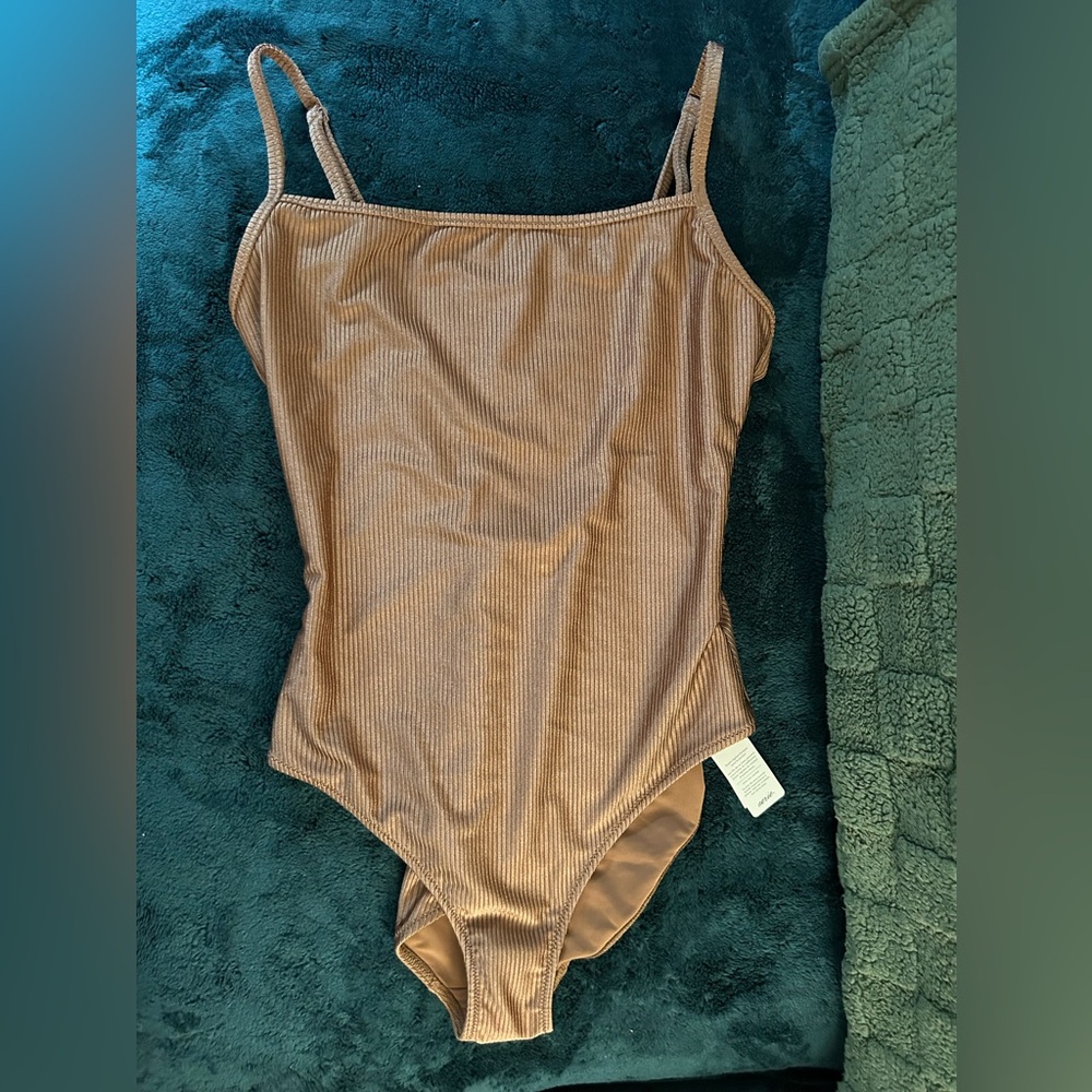 Aerie Tan (slight metallic tone) One Piece Swimsuit NWT